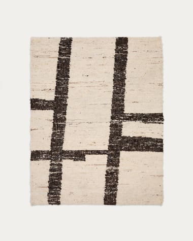 Tapis Hadin jacquard graphique en laine beige et marron 160 x 230 cm