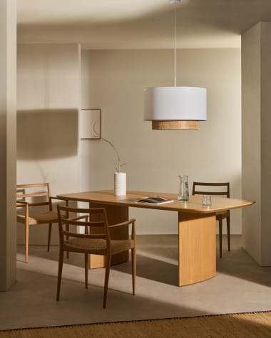 Erna bamboo ceiling lamp shade in a natural and white finish Ø 60 cm