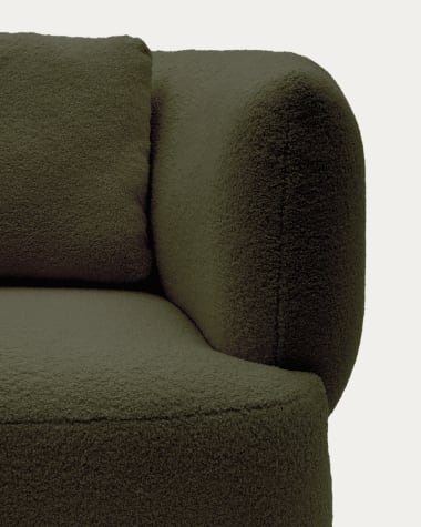 Martina armchair in dark green bouclé with cushion