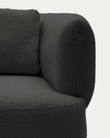 Martina armchair in black bouclé with cushion
