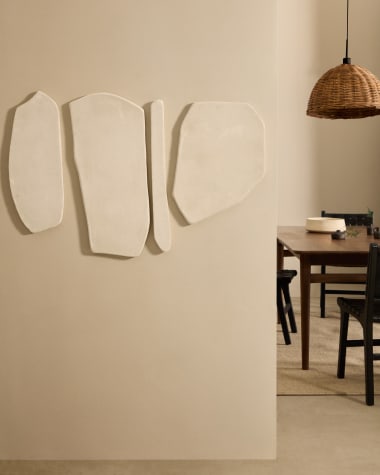 Siluna set of 4 wall panels in white papier-mâché