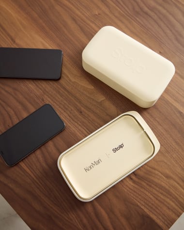 Faraday box for mobile phones in collaboration with Stolp® x KonMari, sand-coloured