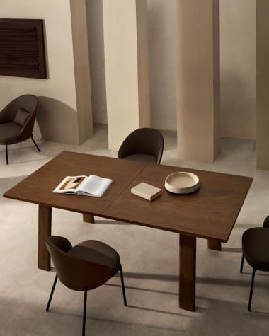 Arlen extendable table in solid oak wood and veneer with a walnut finish 200(250) 95 cm FSC Mix Credit