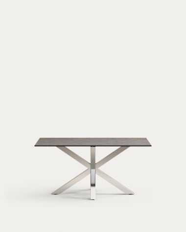 Stół Argo z porcelany z wykończeniem Iron Moss i nogami ze stali nierdzewnej 160 x 90 cm