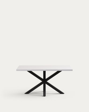 Mesa Argo de melamina con acabado blanco y patas de acero con acabado negro 160 x 100 cm