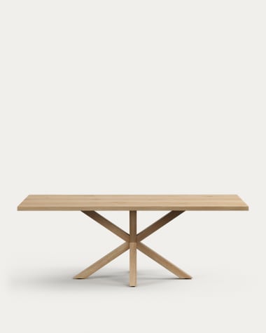 Table Argo en plaqué chêne blanchi et pieds en acier effet bois 220 x 100 cm