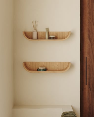 Salaya ash laminated plywood shelf in a natural finish, 60 x 12 cm