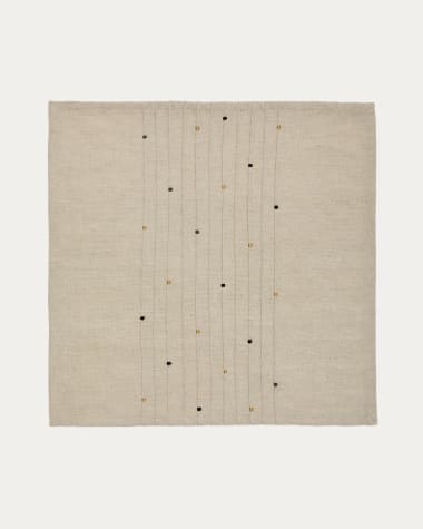 Set Erie di 2 tovaglioli in lino e cotone beige con dettagli ricamati