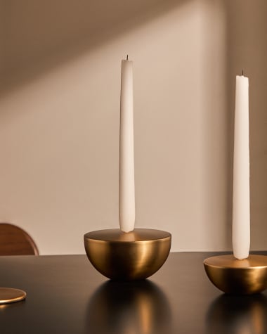 Quira large candle holder in gold-coloured stainless steel