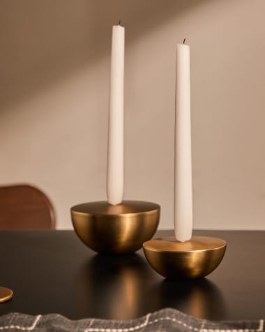 Quira small candle holder in gold-coloured stainless steel