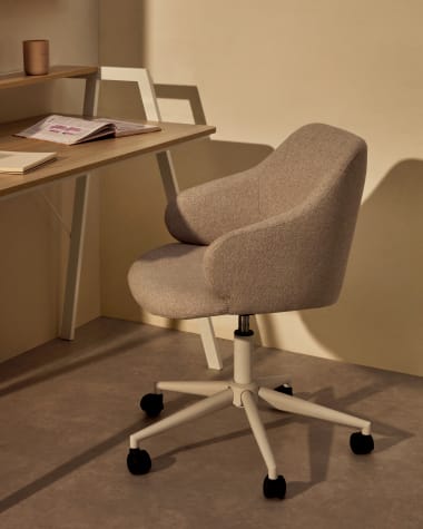 Einara light grey office chair and legs made of steel in matt white