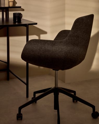 Tissiana dark grey and aluminium desk chair with matt black finish