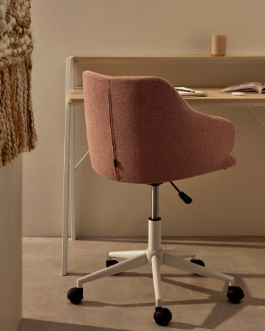 Einara pink office chair and legs made of steel in matt white