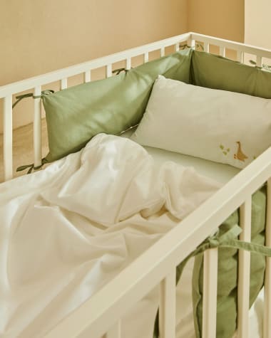 Laily green cot protector made of 100% organic cotton, 180 x 30 cm