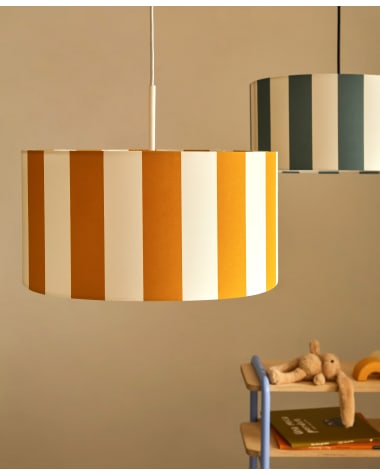 Ciral ceiling lamp shade with yellow and white stripes, Ø 40 cm