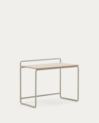 Tinn ash veneer desk with a beige metal structure, 82 x 45 cm