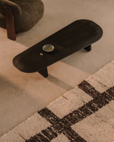 Pirita coffee table made from solid oak wood in a black finish, 146 x 56.5 cm FSC 100%