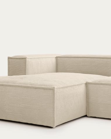 Blok 4 seater sofa with left side chaise longue in beige wide seam corduroy, 330 cm