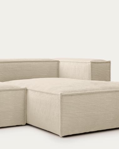 Blok 2 seater sofa with right side chaise longue in beige wide seam corduroy, 220 cm