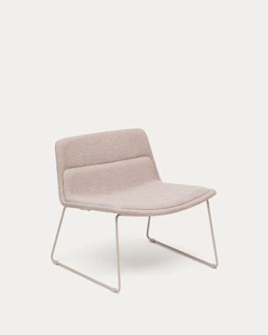 Zahara beige armchair and steel in a beige finish, 100% FSC
