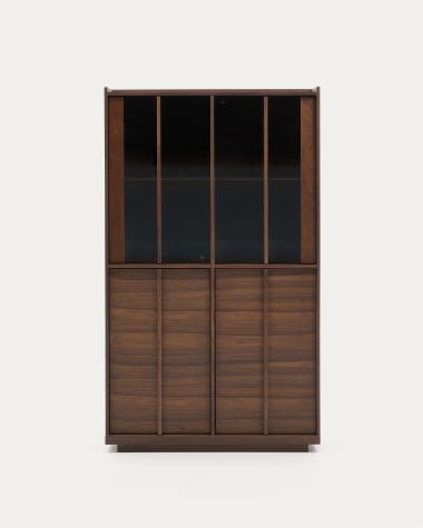 Vitrina Onix madeira maciça e chapa de nogueira acabamento escuro 101x170cm FSC Mix Credit