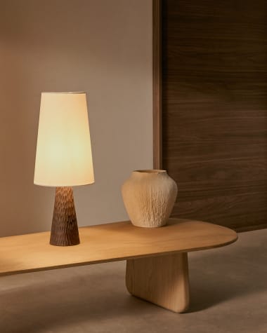 Amire table lamp made of wood in a dark finish