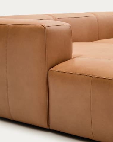 Blok brown leather 2-seater sofa, left chaise longue 240 cm