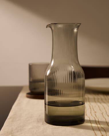 Thiba grey glass jug, 90 cl