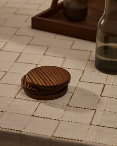 Rommu set of 4 coasters made of acacia wood FSC 100%