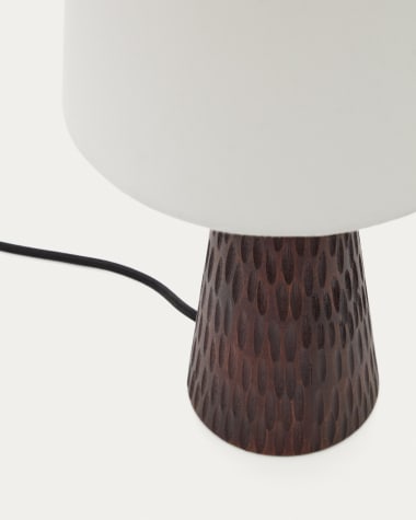 Amire table lamp made of wood in a dark finish UK adapter
