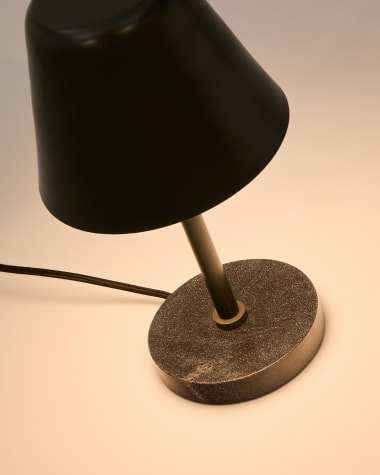 Calina table lamp in green metal and black marble UK adapter