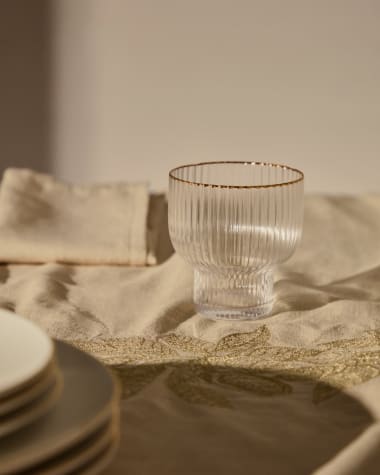 Ayan transparent glass cup, with a gold feature, 23 cl