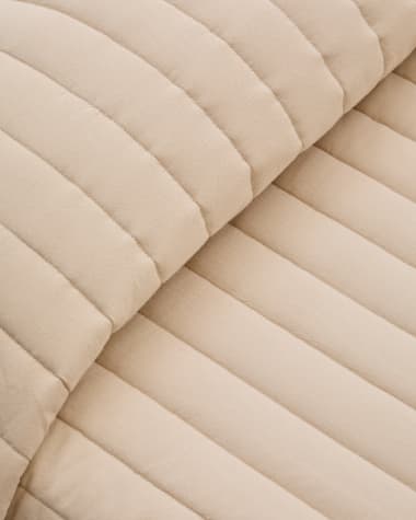 Narzuta Sini ze 100% bawełny organicznej w kolorze beżowym na łóżka 90 cm