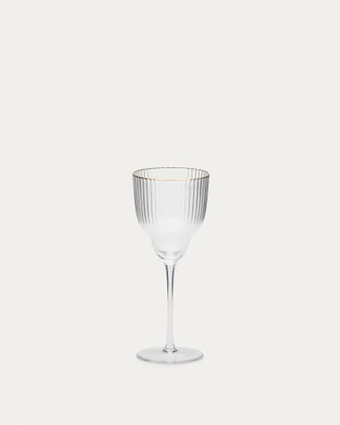Copa de vi Ayan de vidre transparent i detall daurat 33 cl