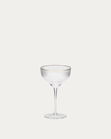 Copa de cava Ayan de vidre transparent i detall daurat 28 cl