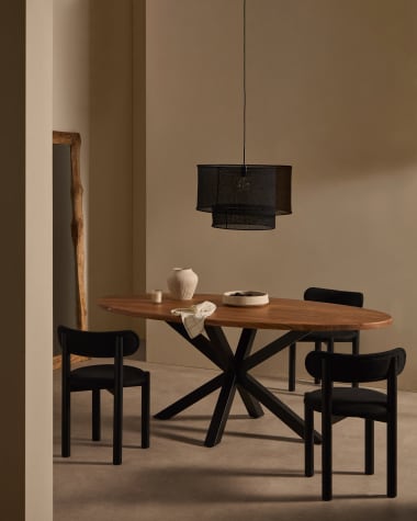 Argo oval table in solid acacia wood and steel legs with black finish Ø 200 x 100 cm