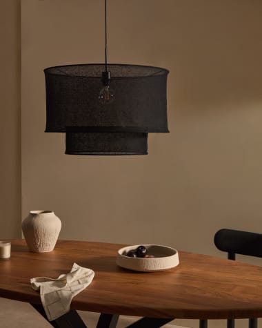 Mariela linen ceiling lamp shade in a black finish Ø 60 x 40 cm