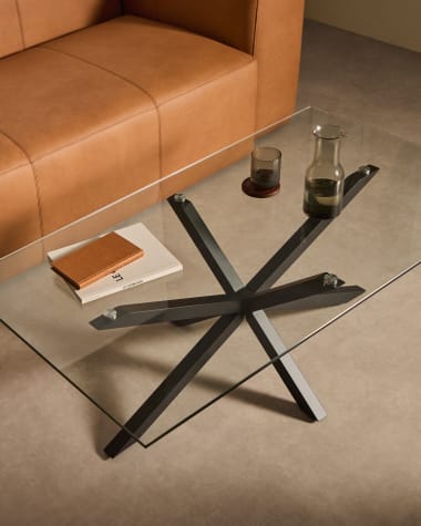 Argo coffee table glass black legs 130 x 70 cm