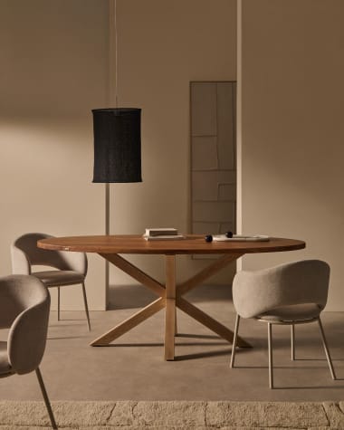 Argo oval table in solid acacia wood and wood-effect steel legs Ø 200 100 cm