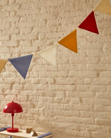 Deia 100% cotton, multi-coloured garland with 11 bunting flags, 250 cm