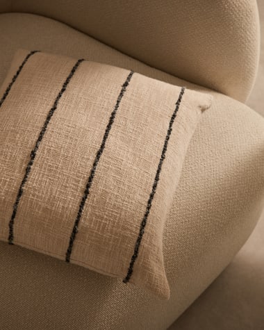 Liba beige cotton cushion cover with beige fantasy stripes, 50 x 50 cm