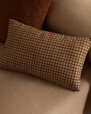 Oma cushion cover with multicolored checkered embroidery 30 x 50 cm