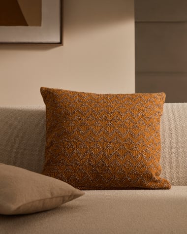 Magi mustard-coloured, jacquard cushion cover, 45 x 45 cm