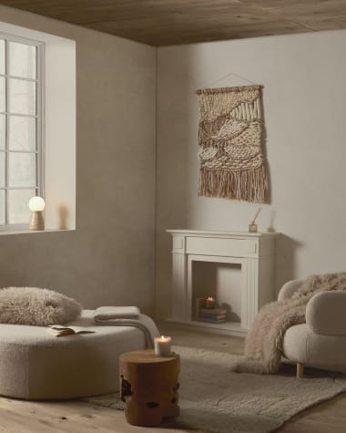 Nak ecru wool jacquard rug, 200 x 300 cm