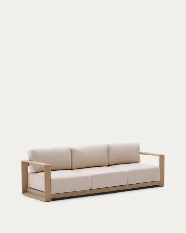 Ambra 3-seater sofa in solid acacia wood with light finish 249cm