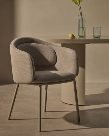 Minda chair in beige and steel legs in a beige finish, FSC Mix Credit