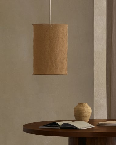 Mariela linen ceiling lamp shade in a beige finish Ø 40 x 60 cm