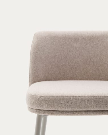 Minami stool in beige chenille with beige steel legs, height 65 cm