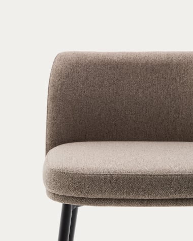 Minami stool in brown chenille with black steel legs, height 65 cm