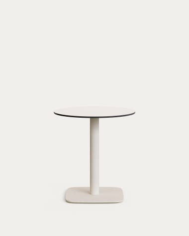 Tavolo rotondo per esterno Dina bianco con gamba in metallo rifinita in bianco Ø 68x70cm